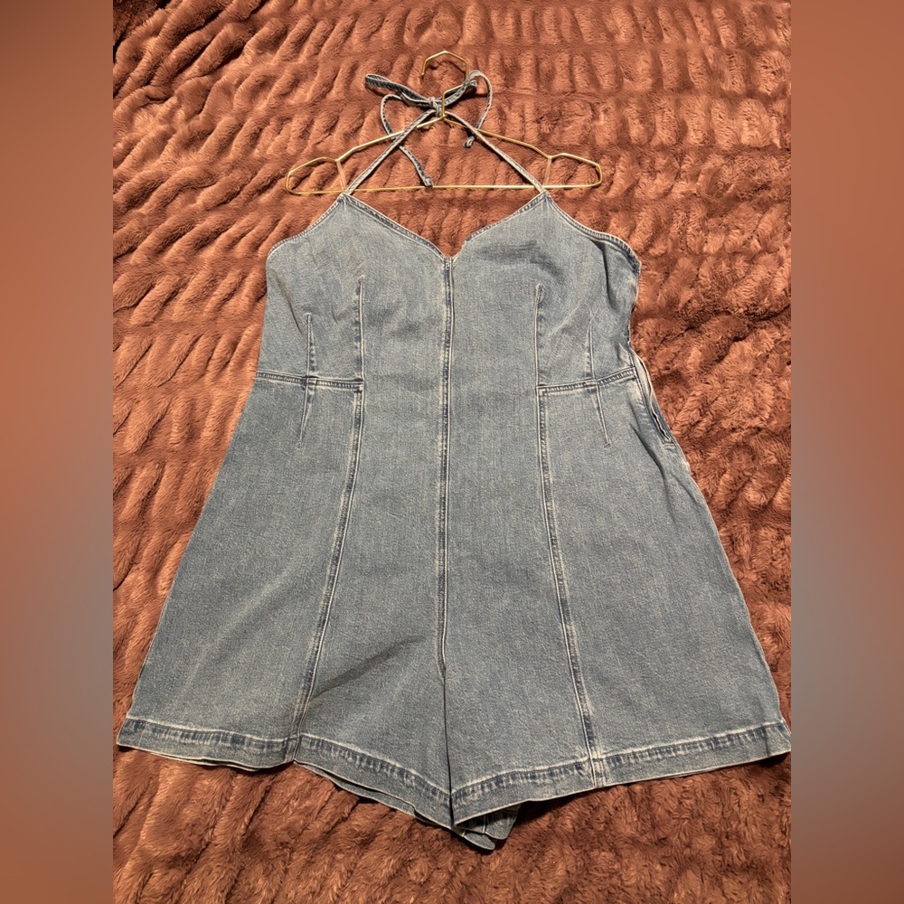 American Eagle denim halter romper